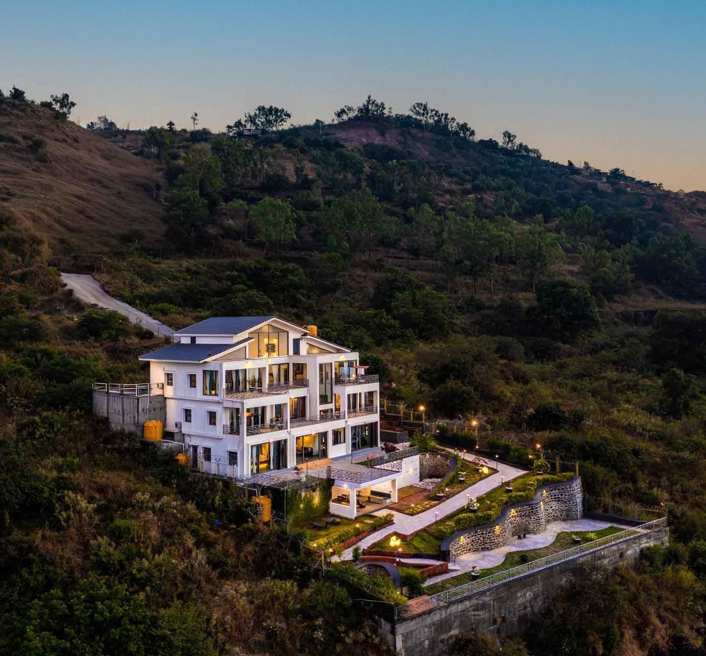 The Ark — a private hillside villa in Panchgani at dusk
